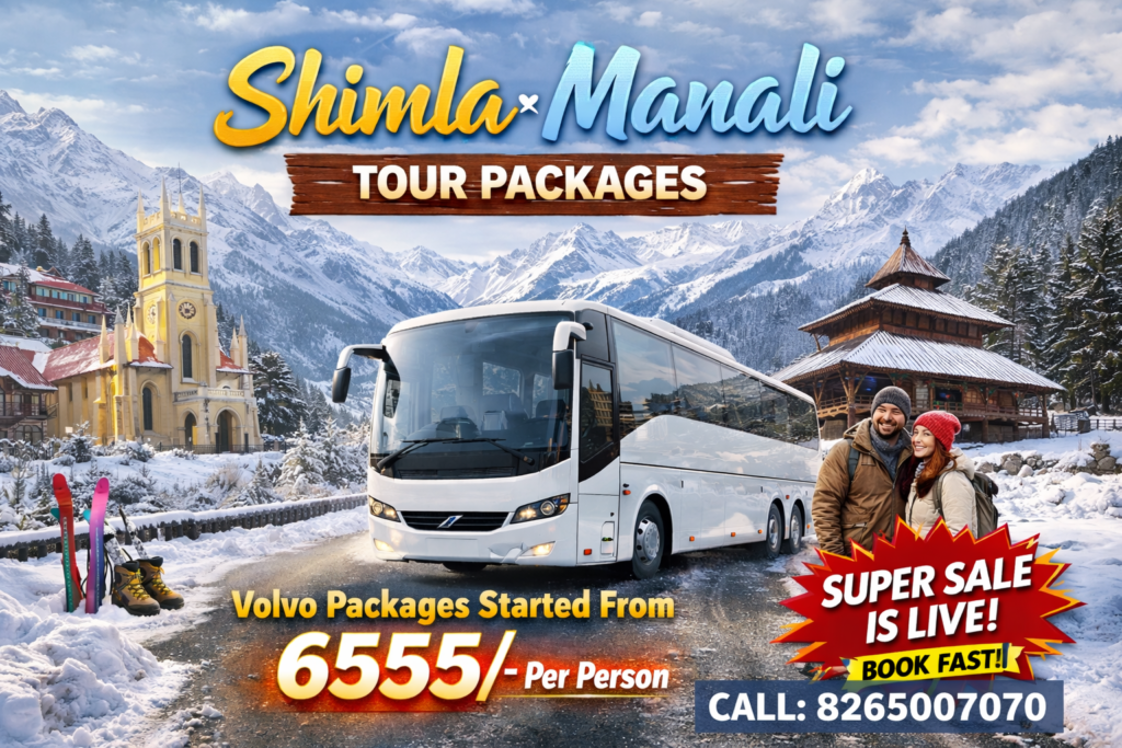 Snow-covered hills near Manali on the Shimla Manali tour package